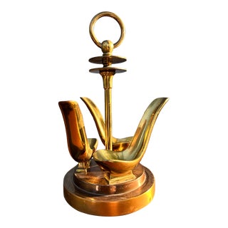 Mid 20th Century Brass Tobacco Pipe Holder Caddy For Sale