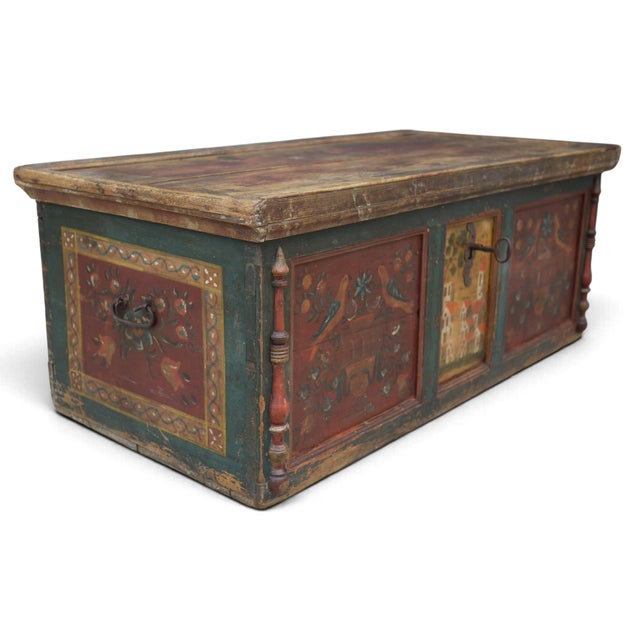 Alpine Painted Chest with Birds and Flower Vases For Sale - Image 6 of 15