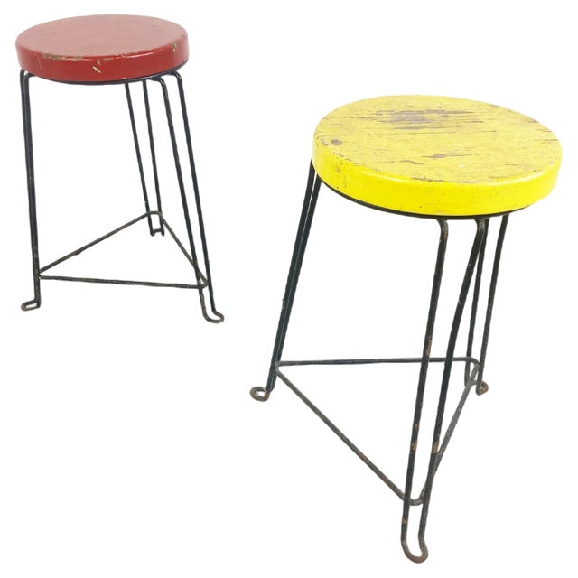 Set of Mid-Century Industrial Stools, 1950s For Sale