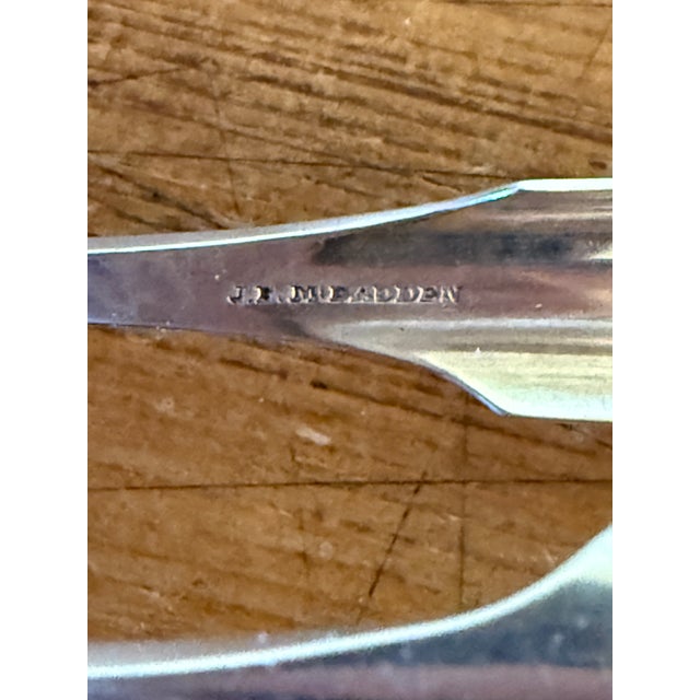Metal Antique Jb McFadden Coin Silver Fiddle Sugar Tongs, 1840-1857 For Sale - Image 7 of 7