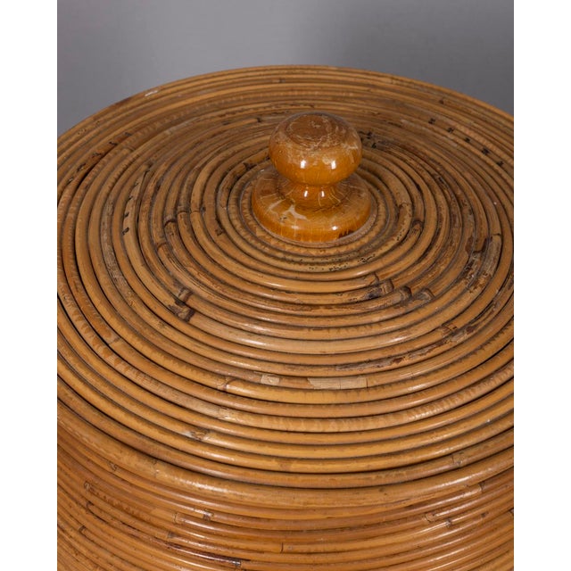 Vintage Italian Bamboo Container Basket, 1960s For Sale - Image 3 of 10
