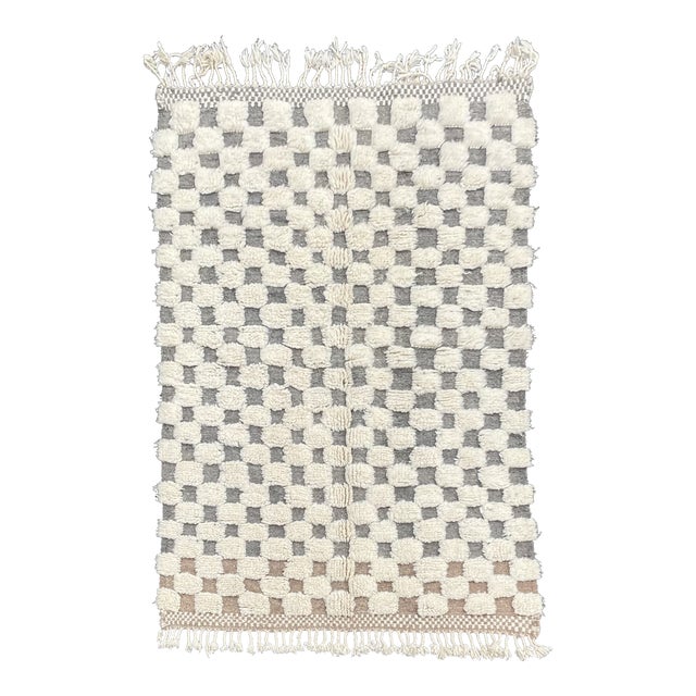 1980s Handmade Moroccan Beni Ouarain Rug For Sale