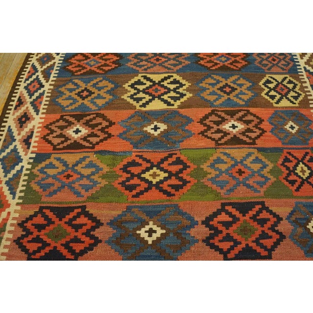 Textile 1920s Multi Geometric Kilim Antique Nw Persian Rug "4'8" X 15' Flat Weave Wool Carpet For Sale - Image 7 of 12