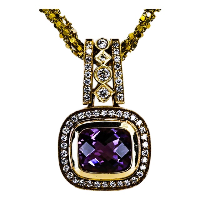 Late 20th Century Amethyst & Diamond Pendant For Sale
