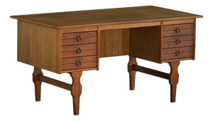 Danish Freestanding Desk in Oak by Henning Kjærnulf, 1950s