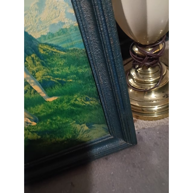 Sky Blue Large 1927 Maxfield Parrish "Hilltop" Lithograph in Original "Stippled" Frame - House of Art Ny For Sale - Image 8 of 9