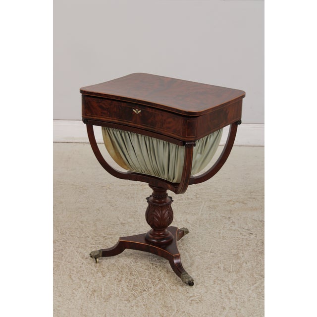 English Antique English 19th Century Mahogany Sewing Work Table For Sale - Image 3 of 18