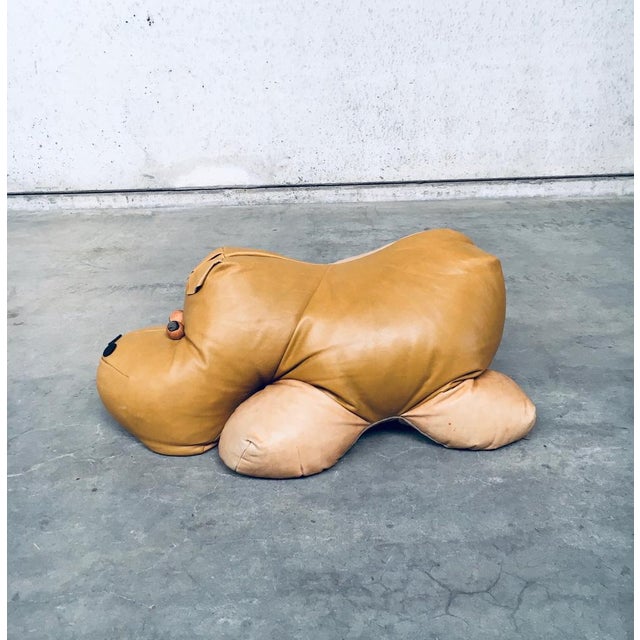 Leather Hippo Hippopotamus Footstool, 1970s For Sale - Image 11 of 16