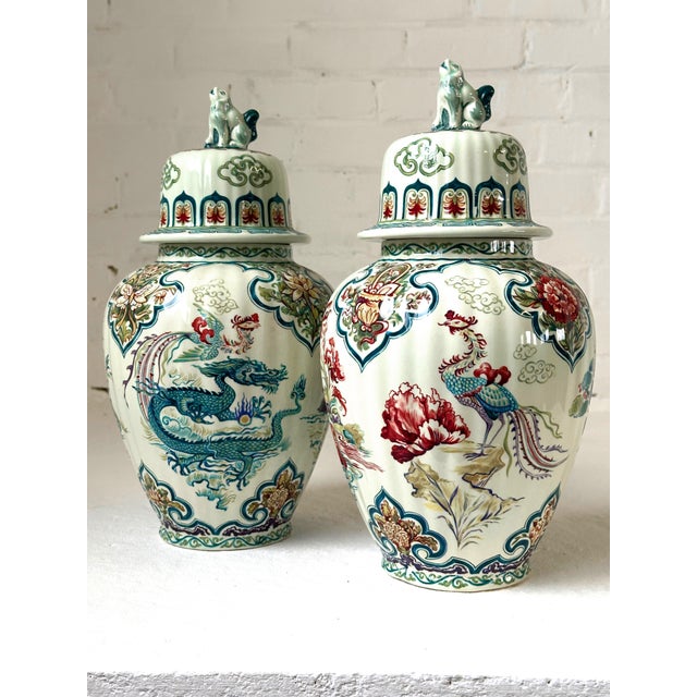 Blue Royal Boch Changhai Ginger Jars from Boch Frères, Belgium, 1890s, Set of 2 For Sale - Image 8 of 8