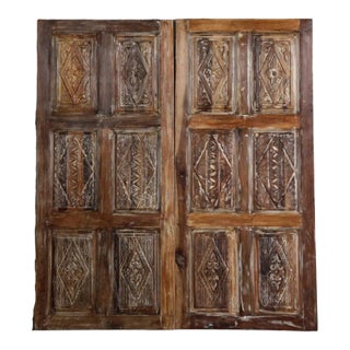 Vintage Hand-Carved Wood Barn Door | Rustic Farmhouse Sliding Door | Statement Architectural Decor For Sale