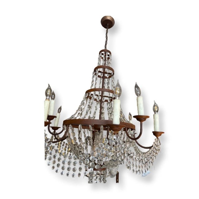 Great Antique Italian Bronze patinated like rust 9 Arms with light.