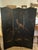 Eye catching three panel antique English screen crafted with a wood frame,covered in canvas,hand painted with cherry...
