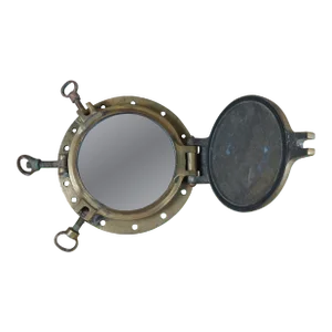 Early 20th Century Solid Brass Maritime Ships Porthole Storm Cover Window