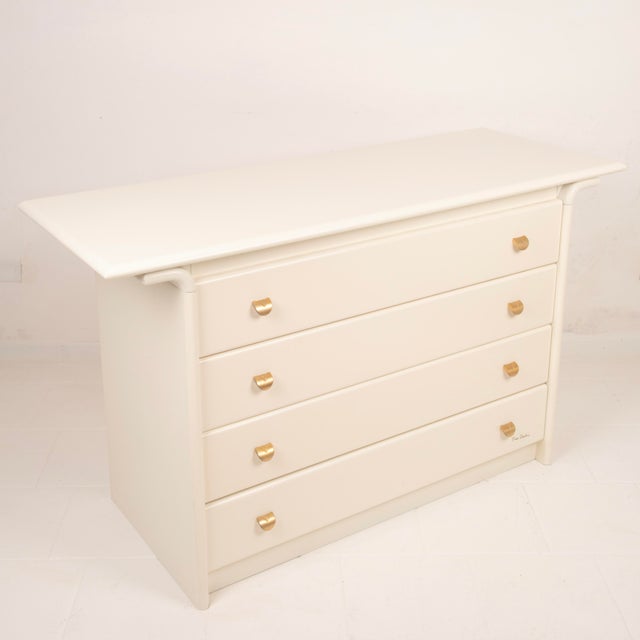 Cream Cream Lacquered Chest of Drawers by Pierre Cardin, 1980s For Sale - Image 8 of 18