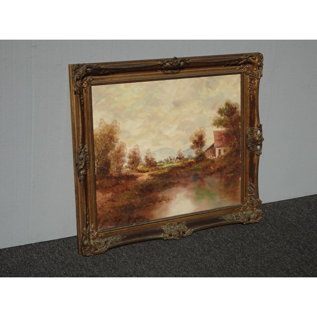 1950s 1950s Countryside Landscape Oil Painting Signed Messmer, Framed For Sale - Image 5 of 13