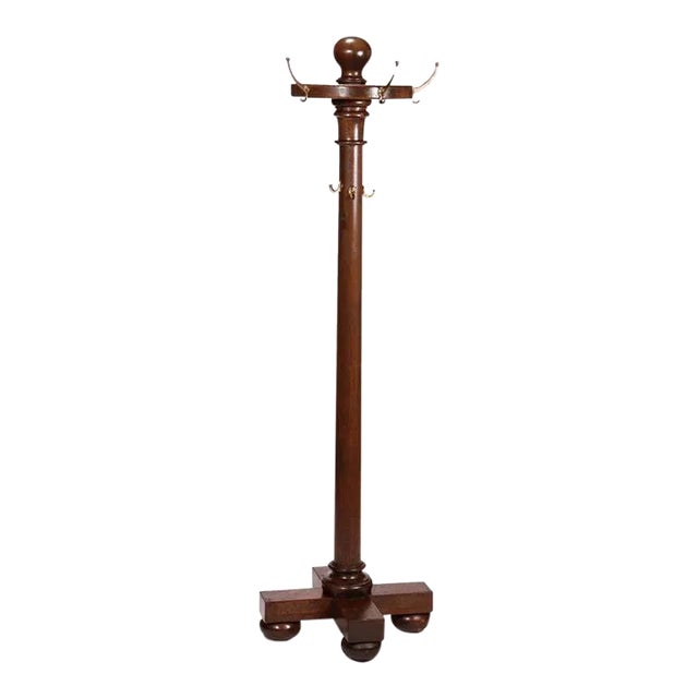 Antique Arts & Crafts Mahogany Hall Hat Rack circa 1910 For Sale