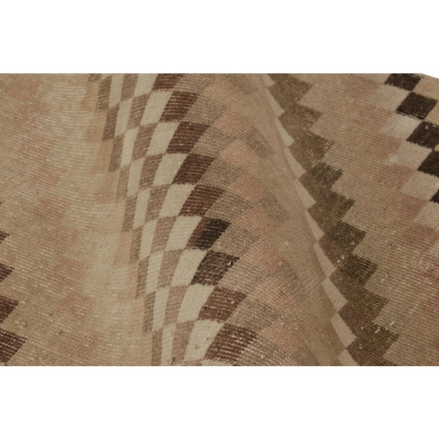 Textile Vintage Turkish Runner, Beige-Brown With Diagonal Striped Design - Rug & Kilim For Sale - Image 7 of 8