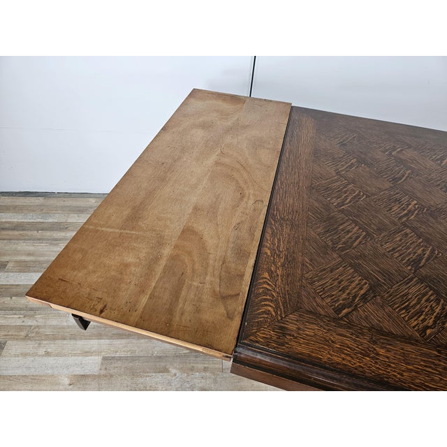 Art Deco Style Geometric Oak Table with Side Extensions, 1950 For Sale - Image 12 of 18