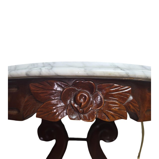 Vintage Neoclassical Lyre-Base Marble-Top Accent Table For Sale - Image 6 of 11