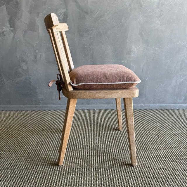 Mid-Century Modern Durrell White Oak Dining Chair With Linen Seat Cushion in Natural Finish For Sale - Image 3 of 13