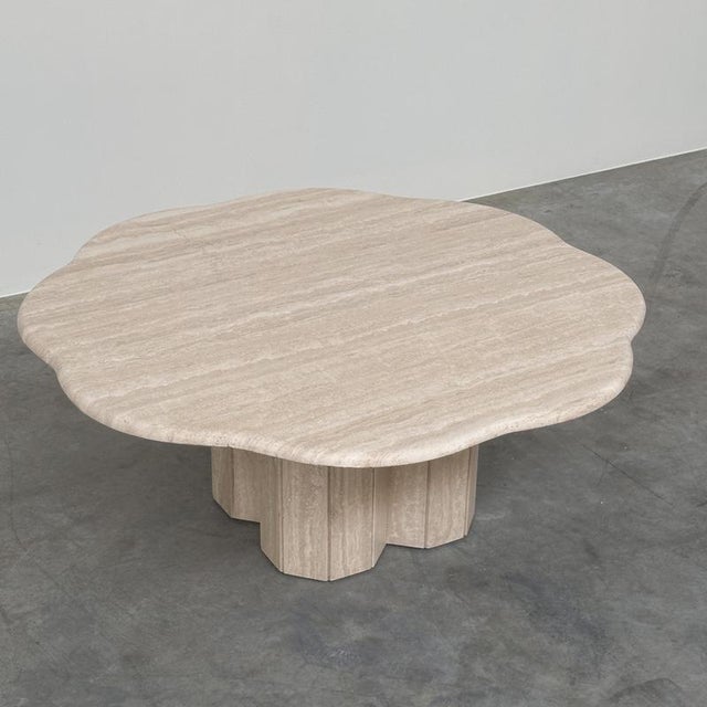 French Sculptural Travertine Flower Coffee Table, 1980s For Sale - Image 16 of 16