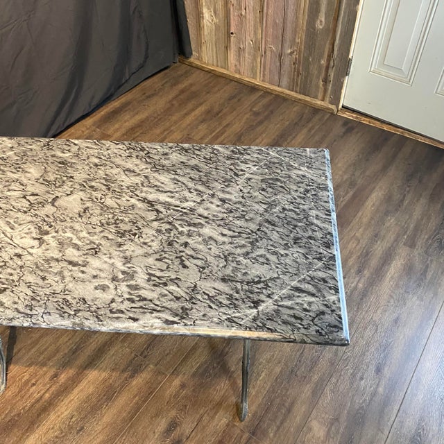 Black Early 20th Century French Marble Top Café Table or Bistro Table With Cast Iron Base For Sale - Image 8 of 9