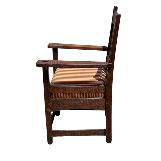 Antique Arts & Crafts / Mission Oak Armchair For Sale In Boston - Image 6 of 9