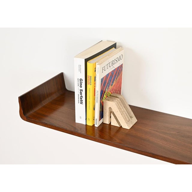 Large Italian Wall Shelf in Curved Rosewood from Campo & Graffi, 1960s For Sale - Image 12 of 15