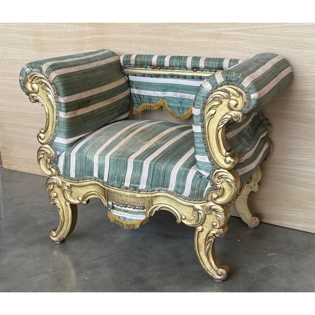 Pair of French 19th Century Rococo Revival Giltwood Armchair For Sale - Image 18 of 18