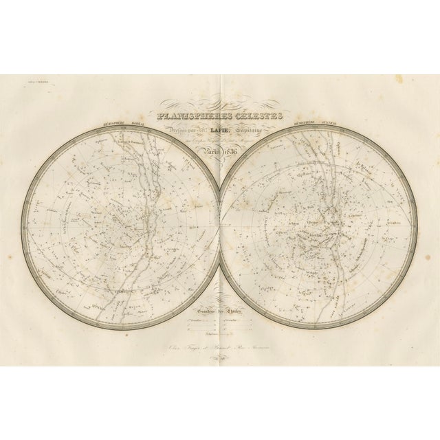 Antique Celestiall Planispheres Map by Lapie, 1838 For Sale - Image 3 of 9