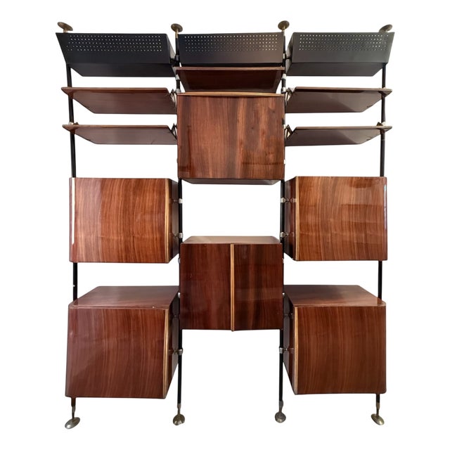 Floor-to-Ceiling Bookcase with Lighting Elements For Sale