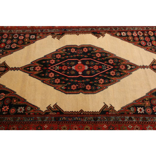 Rug & Kilim Antique Mazlaghan Persian Rug, Beige & Red With Geometric Medallion - Rug & Kilim For Sale - Image 4 of 7