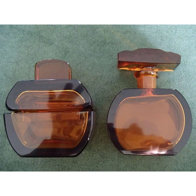 Art Deco Dressing Table Set Box & Brown Glass Perfume Bottle, 1930s, Set of 2 For Sale - Image 18 of 18