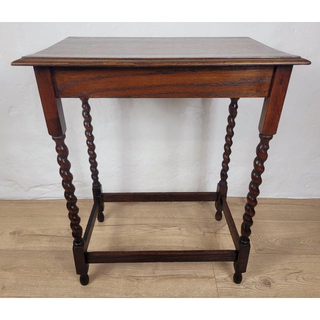 Vintage Rectangular Country Barley Twist Side Table, 1950 For Sale - Image 14 of 18