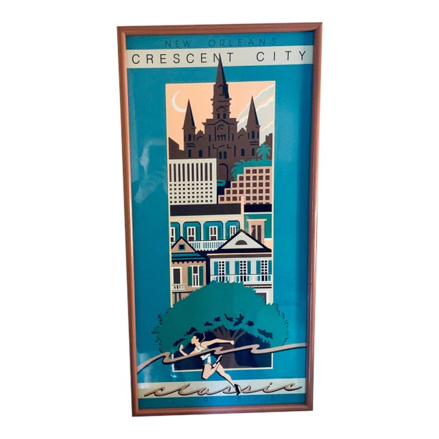1986 New Orleans Crescent City Marathon Framed Poster For Sale