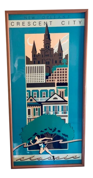 1986 New Orleans Crescent City Marathon Framed Poster