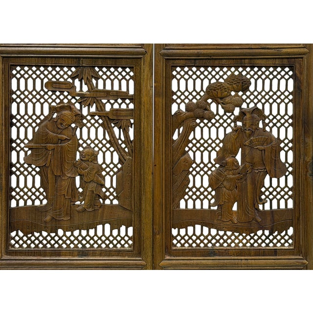 Chinese Scholars Student Motifs Wood Wall Panel Window Screen For Sale - Image 14 of 15