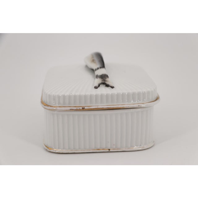 Rustic European Antique 1800s Austrian Hand Painted Porcelain Lidded Sardine Box For Sale - Image 3 of 14