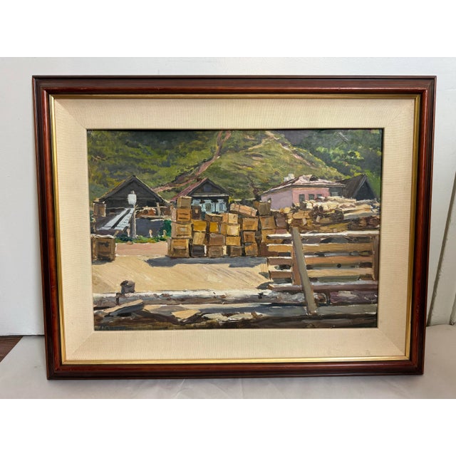 Mid-Century Modern Pushnin, Alexander, "At the Pier," Russian Painting, 1959 For Sale - Image 3 of 12