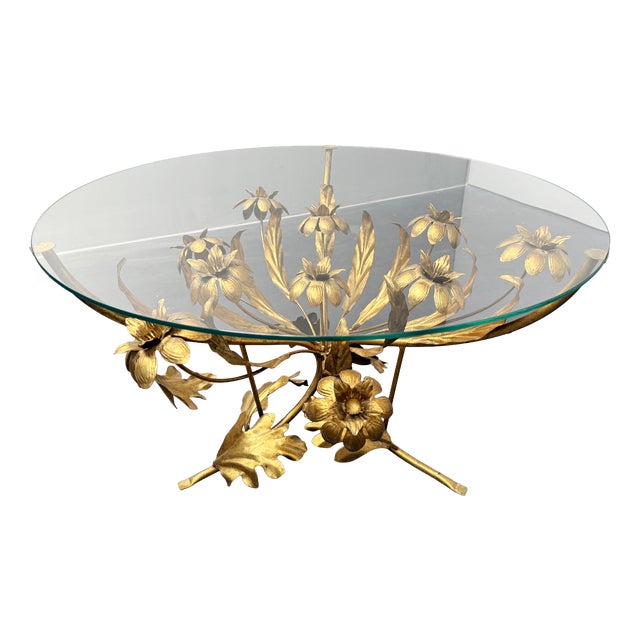 Hollywood Regency Style Coffee Table in Gilded Metal by Hans Kögl, 1960s For Sale