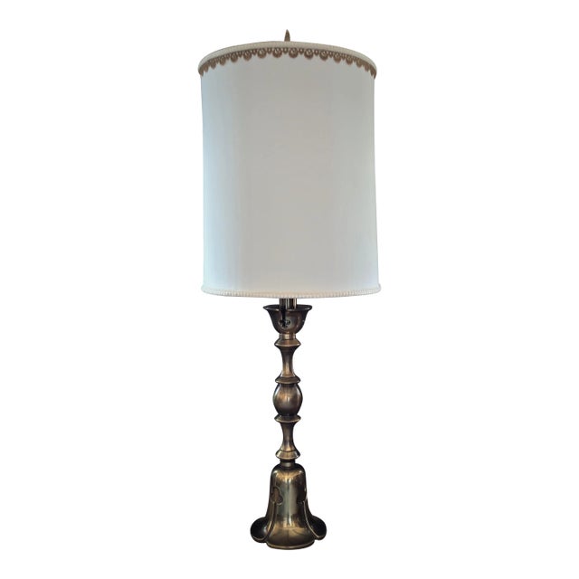 Frederick Cooper Torchiere Table Lamp With Silk Shade Hollywood Regency Mid-Century For Sale