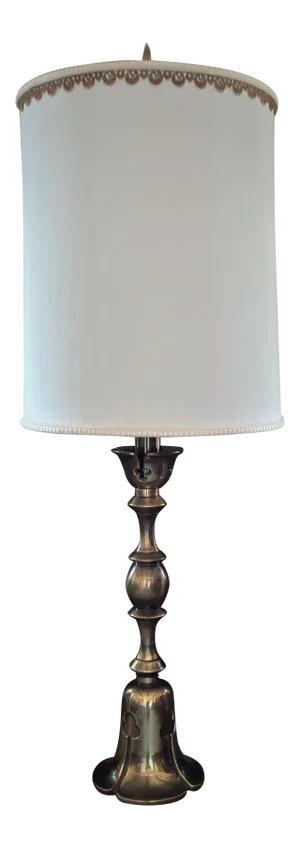 Frederick Cooper Torchiere Table Lamp With Silk Shade Hollywood Regency Mid-Century