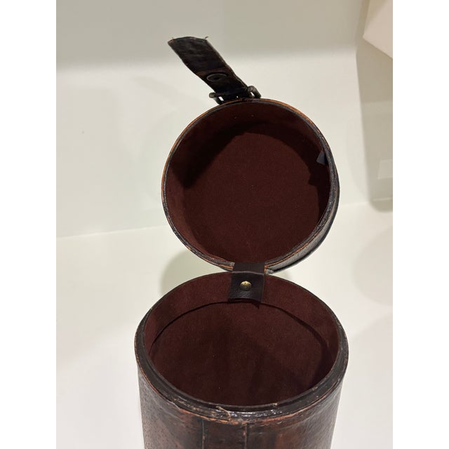 Antique Edwardian English Leather Spirits Bottle Travel Case / Box / Antique Bar Decor For Sale - Image 9 of 11