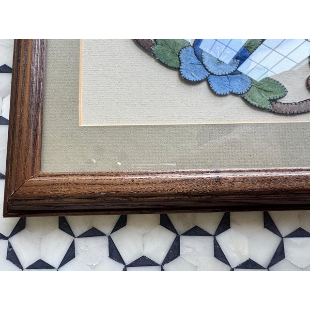 Textile Framed Portuguese Floral Appliqué Doily Textile Art (C. 1920s–1940s) For Sale - Image 7 of 10