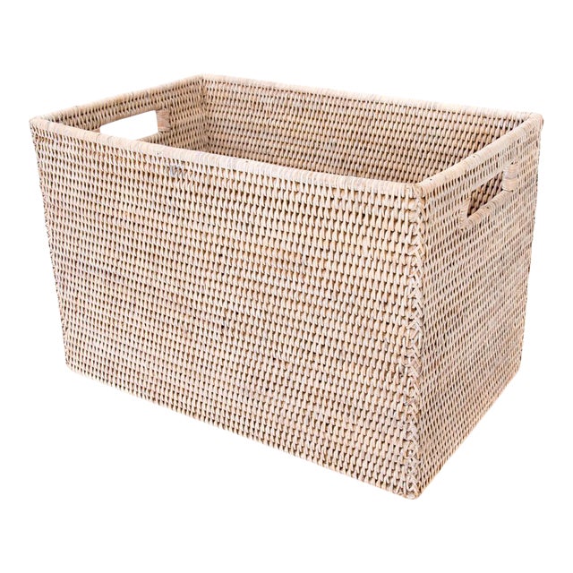 Artifacts Rattan Legal File Storage Box in White Wash For Sale