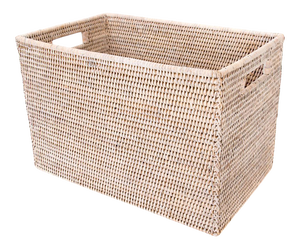 Artifacts Rattan Legal File Storage Box in White Wash