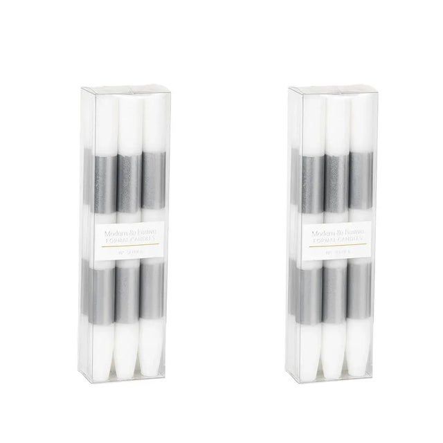 Modern Modern & Festive Silver Formal Candle Set, 2 Packs of 6 For Sale - Image 3 of 3