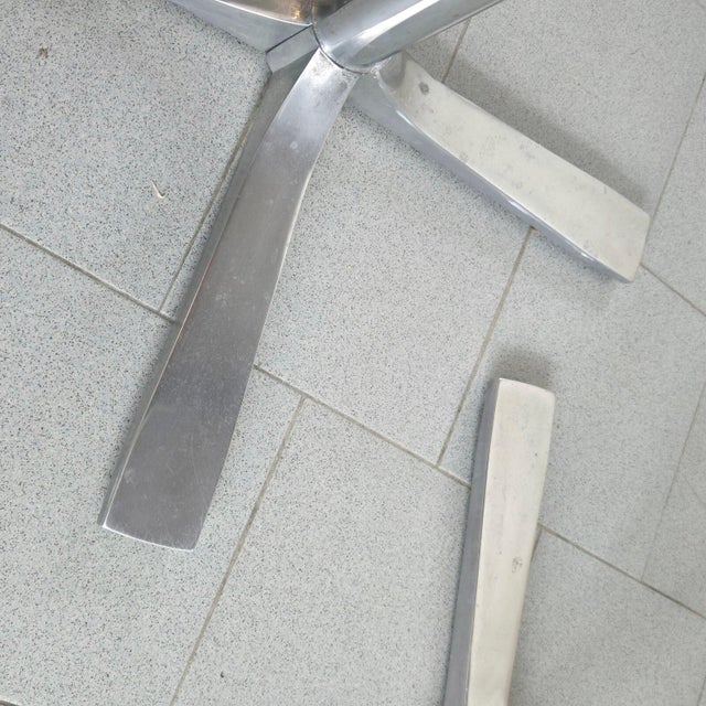 Vintage Swivel Chairs in Black Skirted Leatherette, Brushed Metal and Chrome, 1970s, Set of 4 For Sale - Image 12 of 15