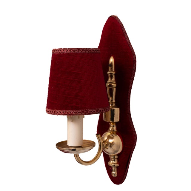 Vintage Hall Set in Red Velvet, 1960s, Set of 7 For Sale - Image 6 of 13