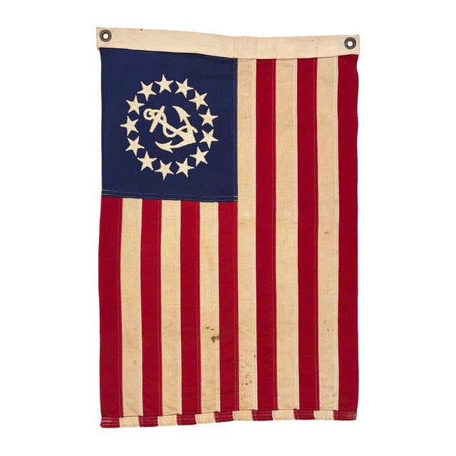 Small Vintage Cotton Sewn American Yacht Ensign Flag For Sale - Image 4 of 7